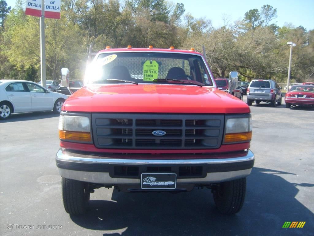 1997 F350 XL Regular Cab 4x4 - Vermillion Red / Red photo #7