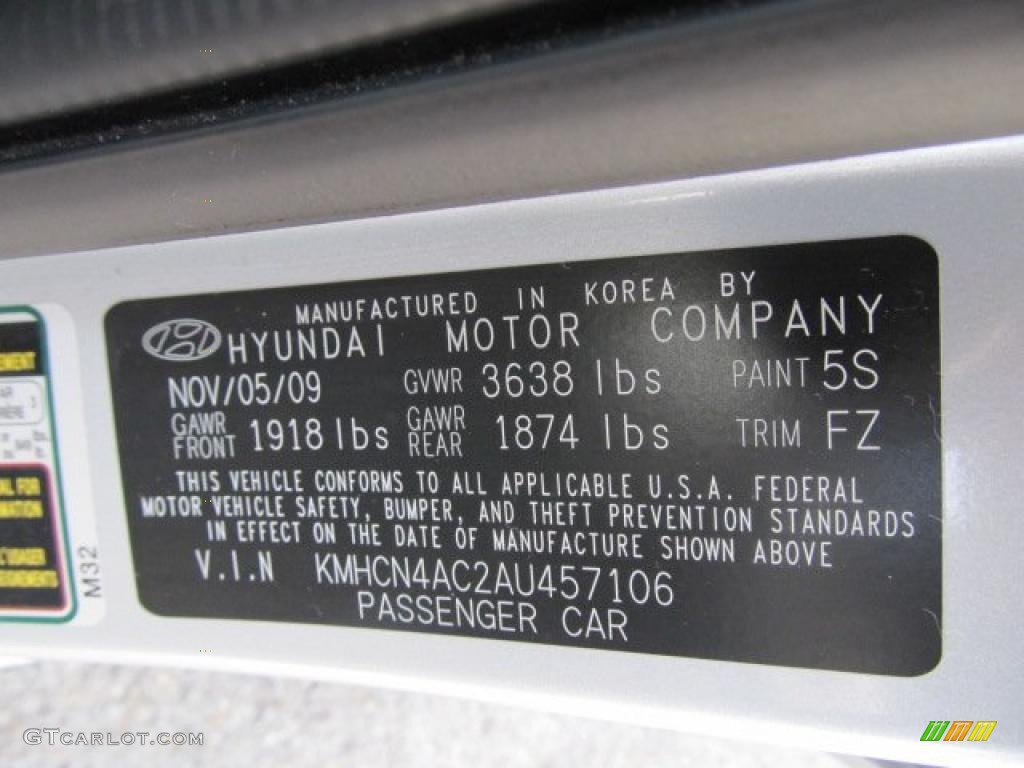 2010 Accent Color Code 5S for Platinum Silver Photo #47312681