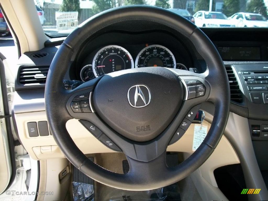 2009 Acura TSX Sedan Parchment Steering Wheel Photo #47312891