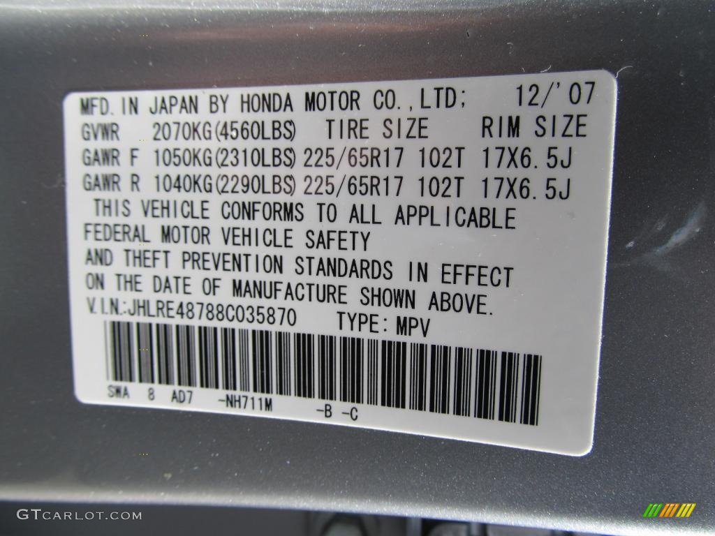 2008 CR-V EX-L 4WD - Whistler Silver Metallic / Gray photo #26
