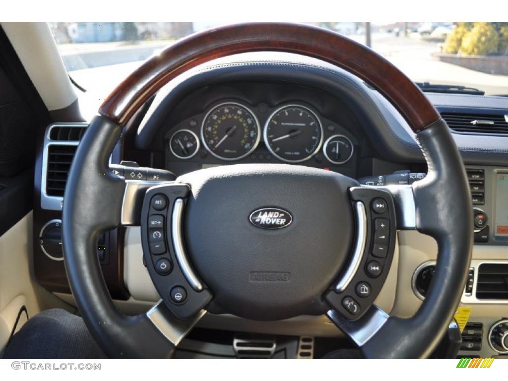 2009 Land Rover Range Rover Supercharged Ivory/Jet Black Steering Wheel Photo #47316203