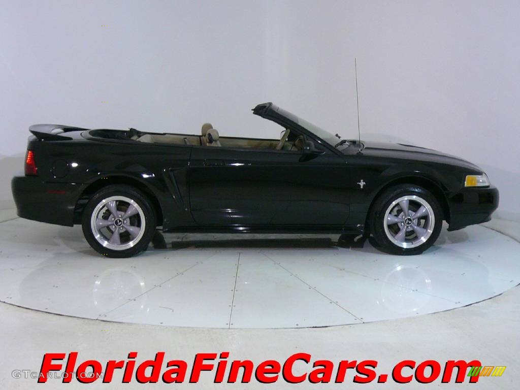 2000 Mustang V6 Convertible - Black / Medium Parchment photo #4