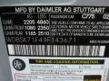 775: Iridium Silver Metallic 2009 Mercedes-Benz SL 550 Roadster Color Code