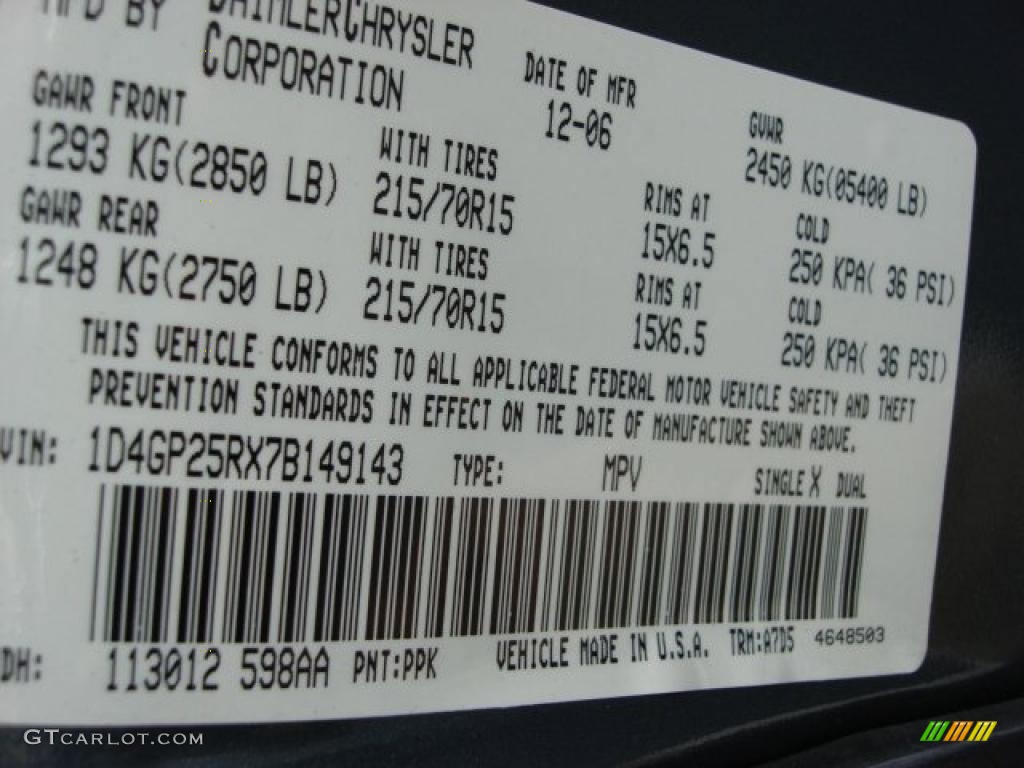 2007 Caravan Color Code PPK for Magnesium Green Pearl Photo #47323679