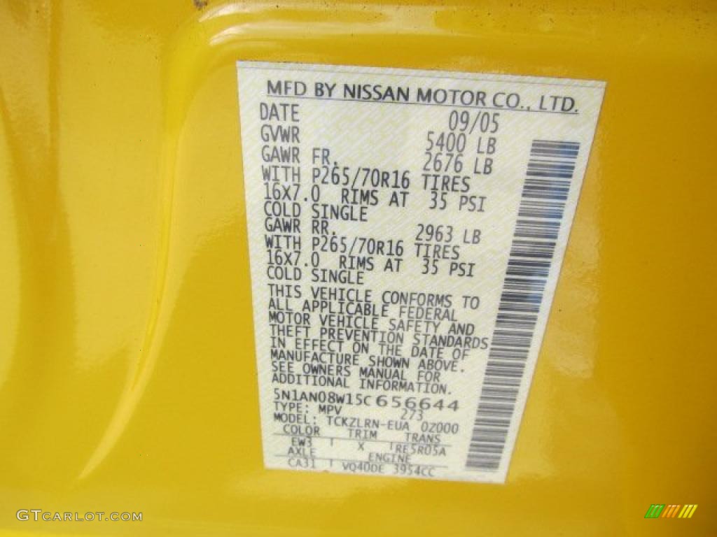 2005 Xterra Color Code EW3 for Solar Yellow Photo #47327151