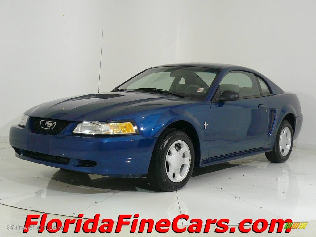 2000 Mustang V6 Coupe - Atlantic Blue Metallic / Medium Graphite photo #1