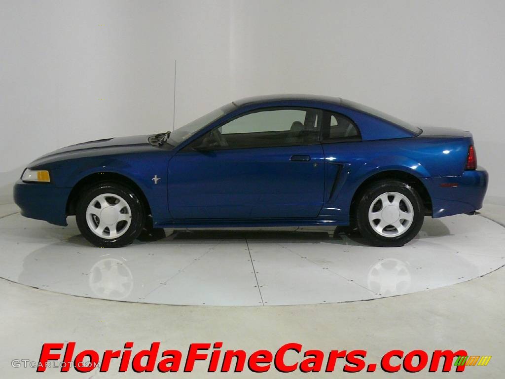 2000 Mustang V6 Coupe - Atlantic Blue Metallic / Medium Graphite photo #3