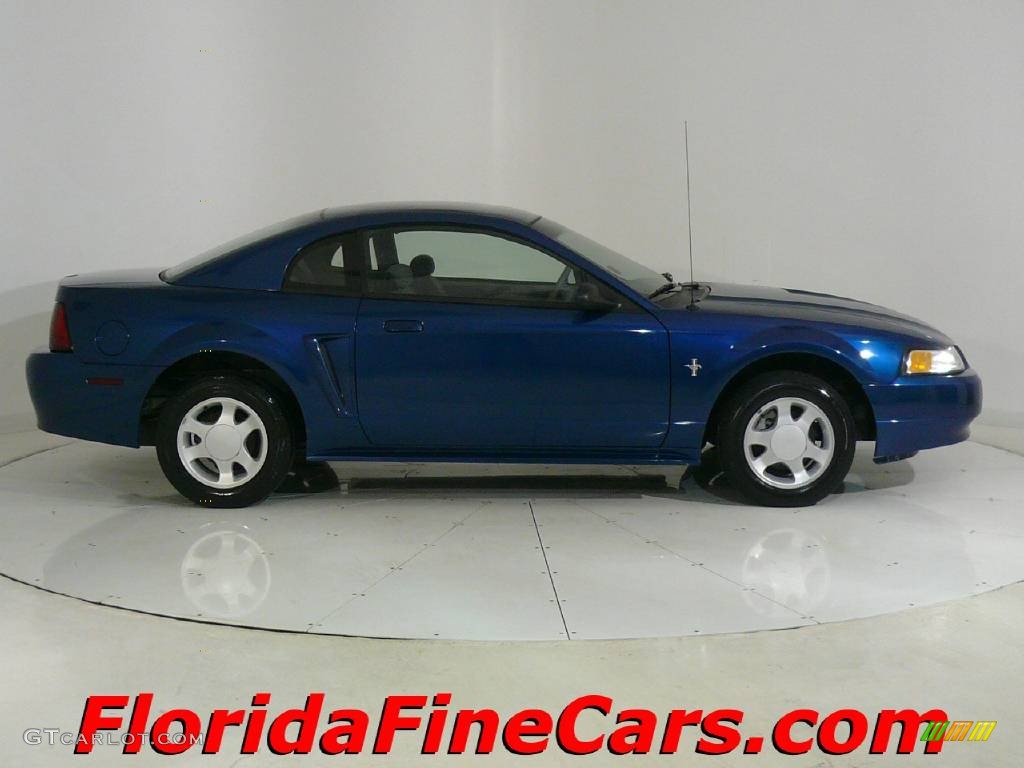 2000 Mustang V6 Coupe - Atlantic Blue Metallic / Medium Graphite photo #4