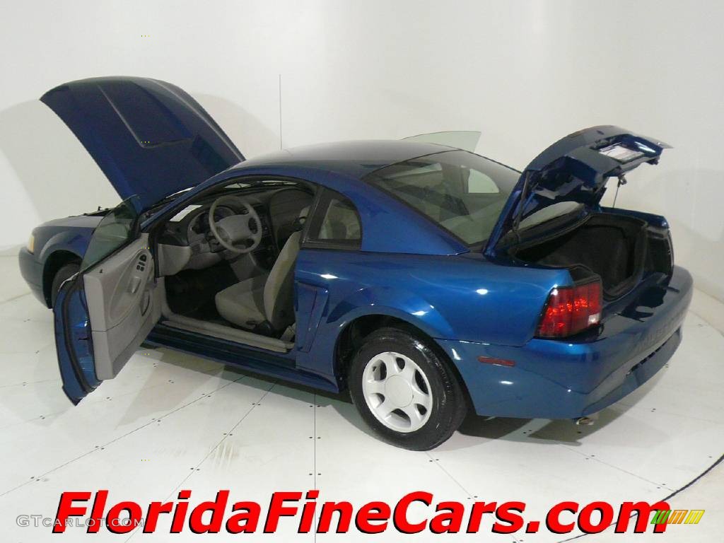 2000 Mustang V6 Coupe - Atlantic Blue Metallic / Medium Graphite photo #8