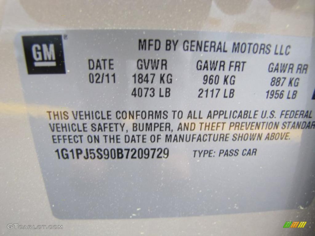 2011 Chevrolet Cruze ECO Info Tag Photo #47334088
