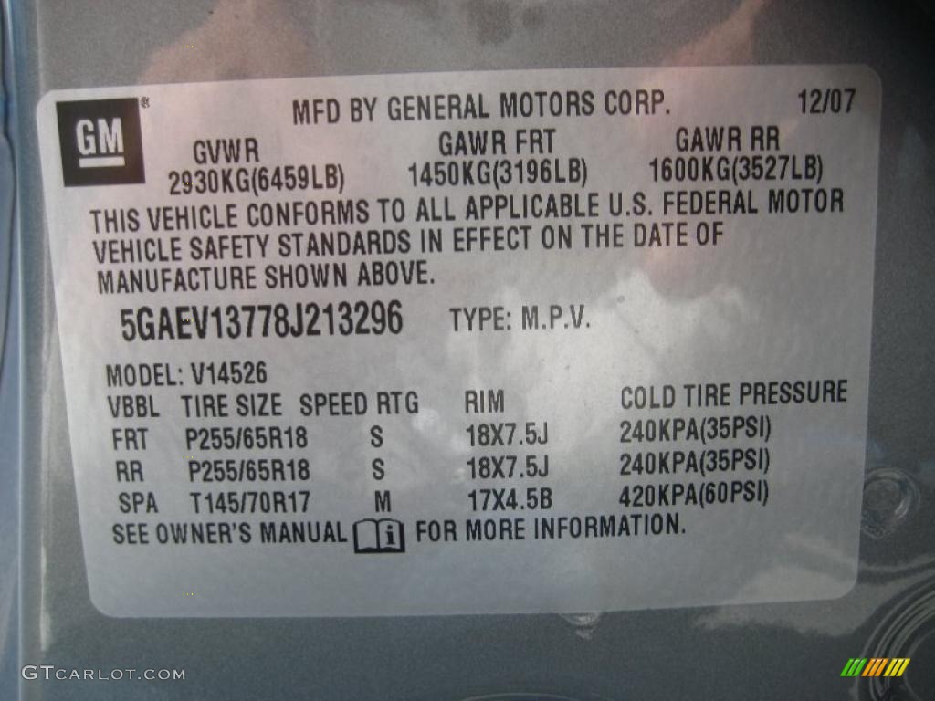 2008 Buick Enclave CX AWD Info Tag Photos