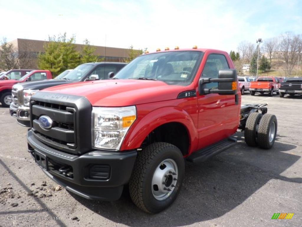 Vermillion Red 2011 Ford F350 Super Duty XL Regular Cab 4x4 Chassis Exterior Photo #47335723