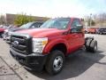 Vermillion Red 2011 Ford F350 Super Duty XL Regular Cab 4x4 Chassis Exterior