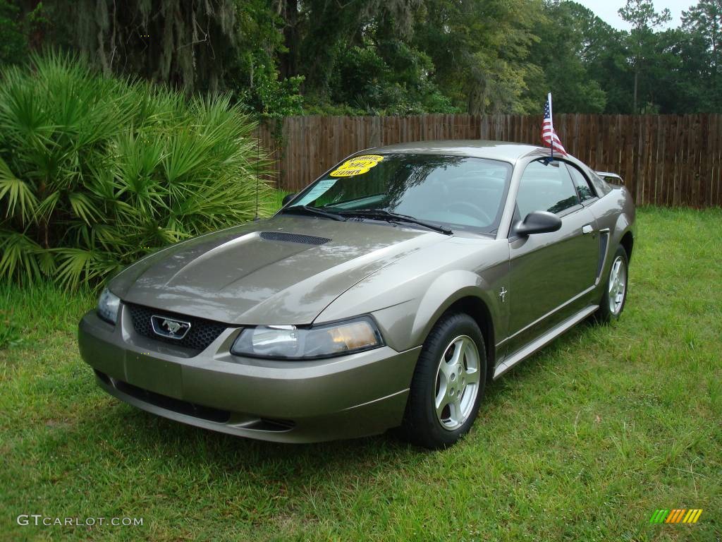 2002 Mustang V6 Coupe - Mineral Grey Metallic / Dark Charcoal photo #1