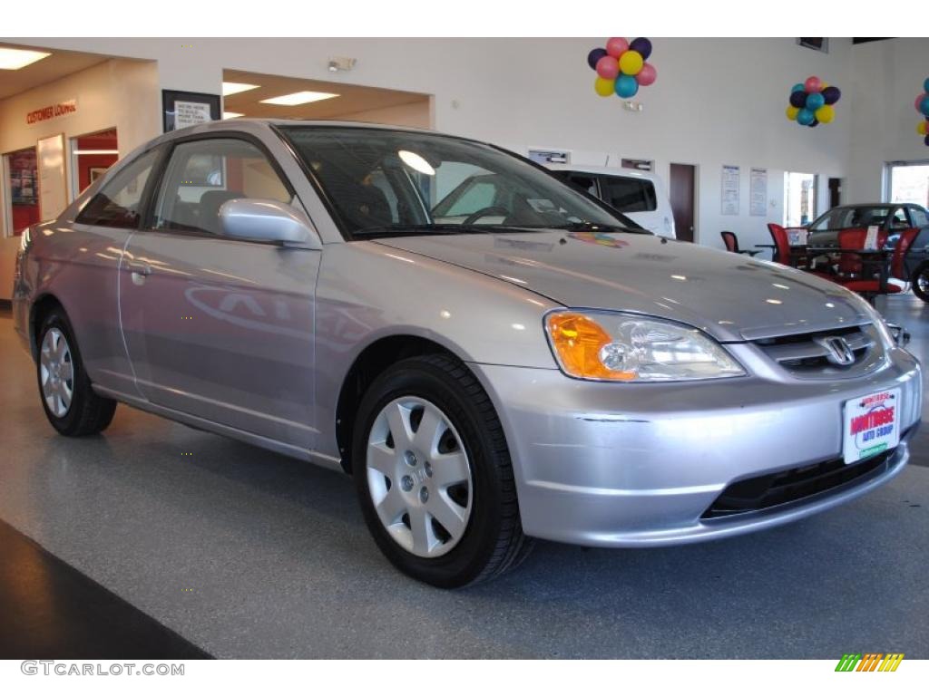 2001 Civic EX Coupe - Satin Silver Metallic / Gray photo #8