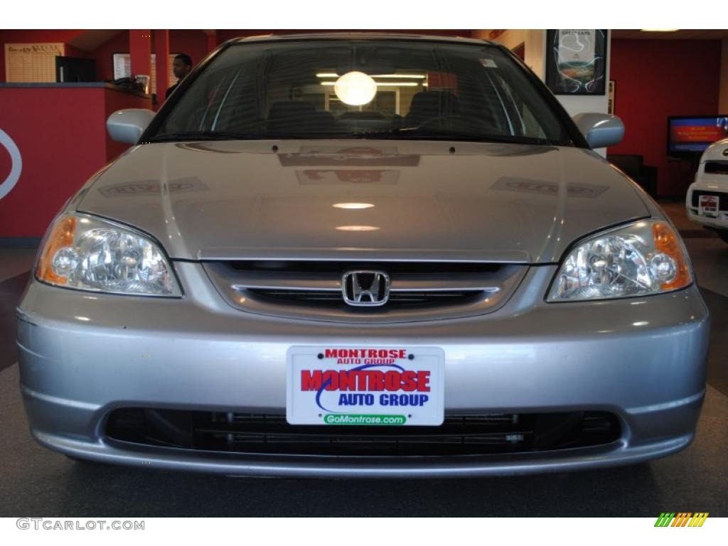 2001 Civic EX Coupe - Satin Silver Metallic / Gray photo #10