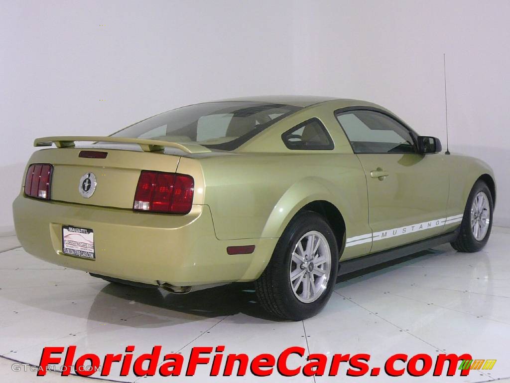 2006 Mustang V6 Premium Coupe - Legend Lime Metallic / Light Parchment photo #2