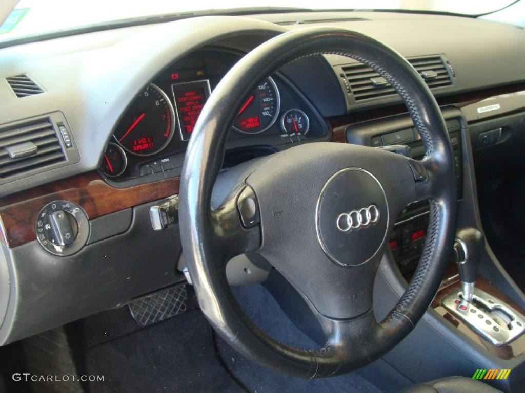 2002 Audi A4 3.0 quattro Sedan Ebony Steering Wheel Photo #47346257
