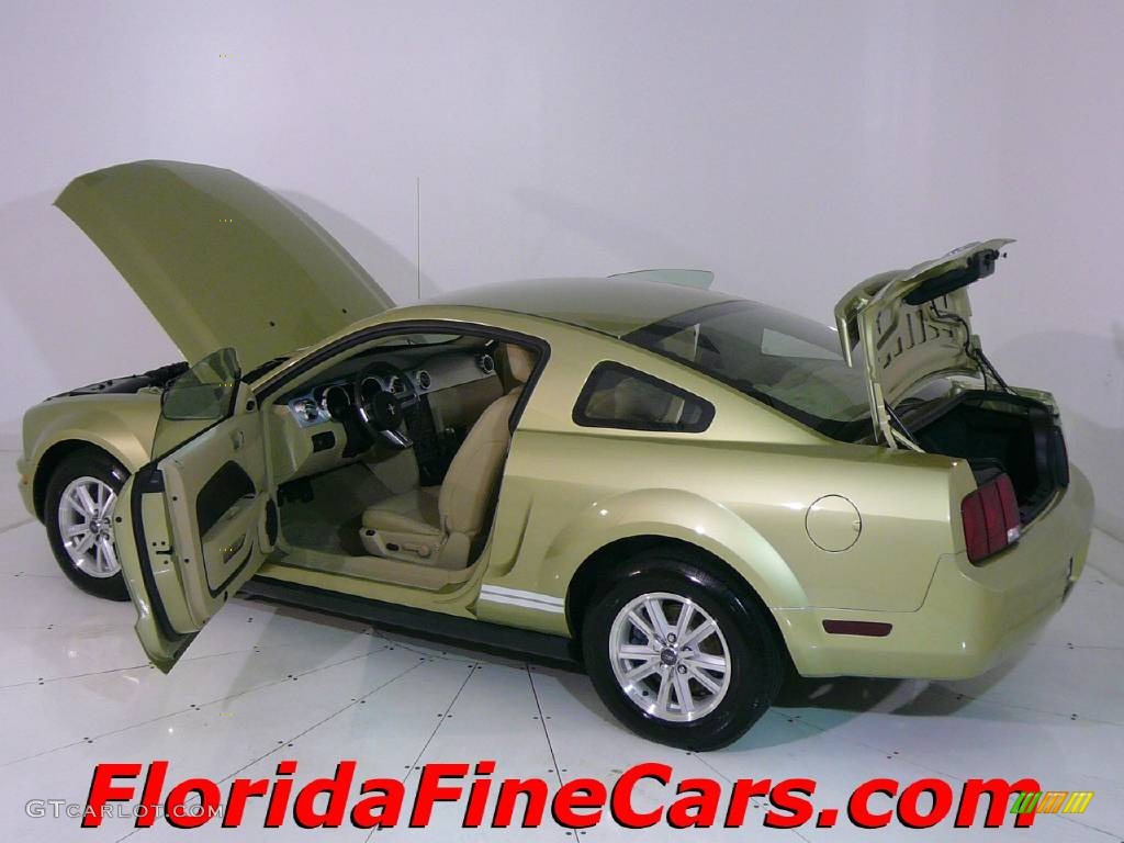 2006 Mustang V6 Premium Coupe - Legend Lime Metallic / Light Parchment photo #8
