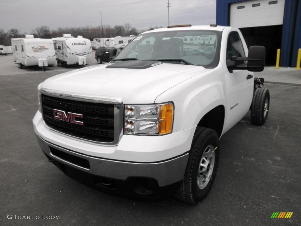 Summit White 2011 GMC Sierra 2500HD Work Truck Regular Cab Chassis Exterior Photo #47346341