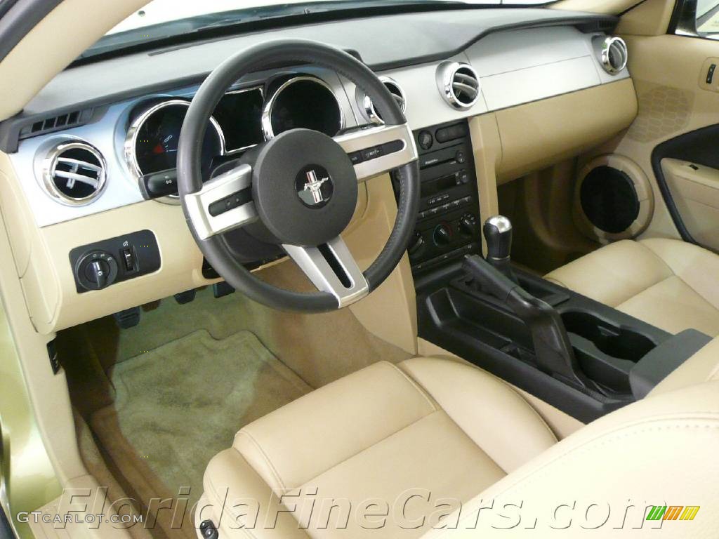 2006 Mustang V6 Premium Coupe - Legend Lime Metallic / Light Parchment photo #12