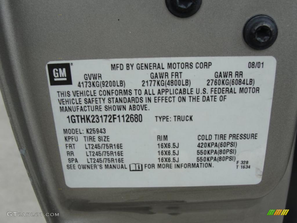 2002 GMC Sierra 2500HD SLT Crew Cab 4x4 Info Tag Photos