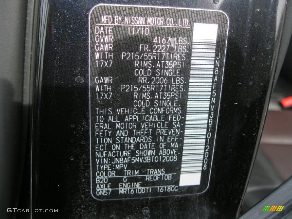 2011 Juke Color Code B20 for Sapphire Black Photo #47365994