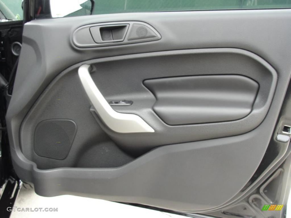 2011 Ford Fiesta SES Hatchback Charcoal Black Leather Door Panel Photo #47367089