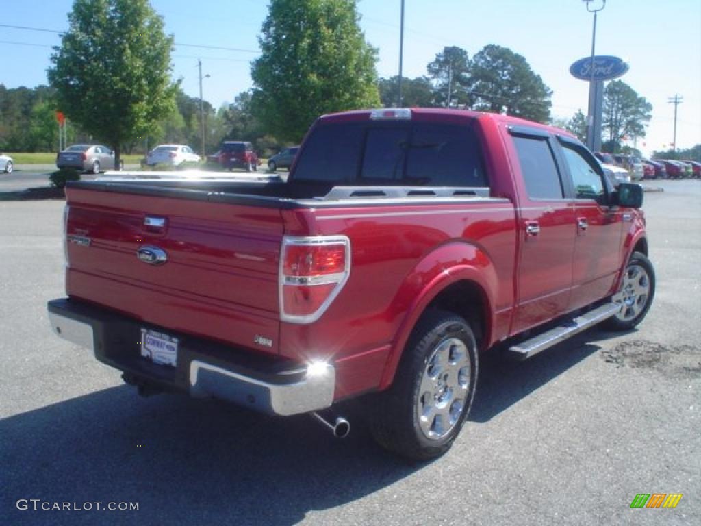 2010 F150 Lariat SuperCrew - Red Candy Metallic / Tan photo #5