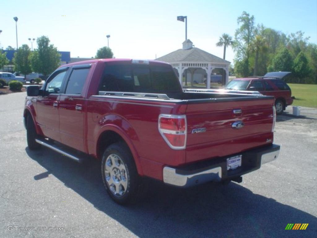 2010 F150 Lariat SuperCrew - Red Candy Metallic / Tan photo #9