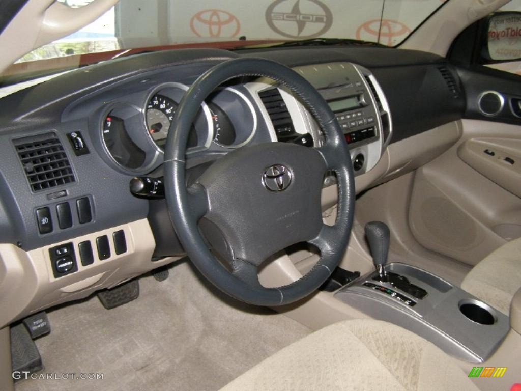 2008 Toyota Tacoma V6 PreRunner Double Cab Taupe Steering Wheel Photo #47371790