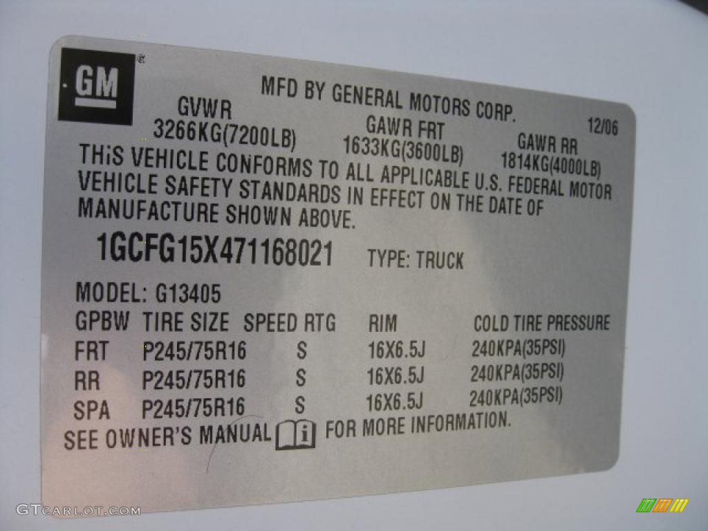 2007 Chevrolet Express 1500 Cargo Van Info Tag Photos