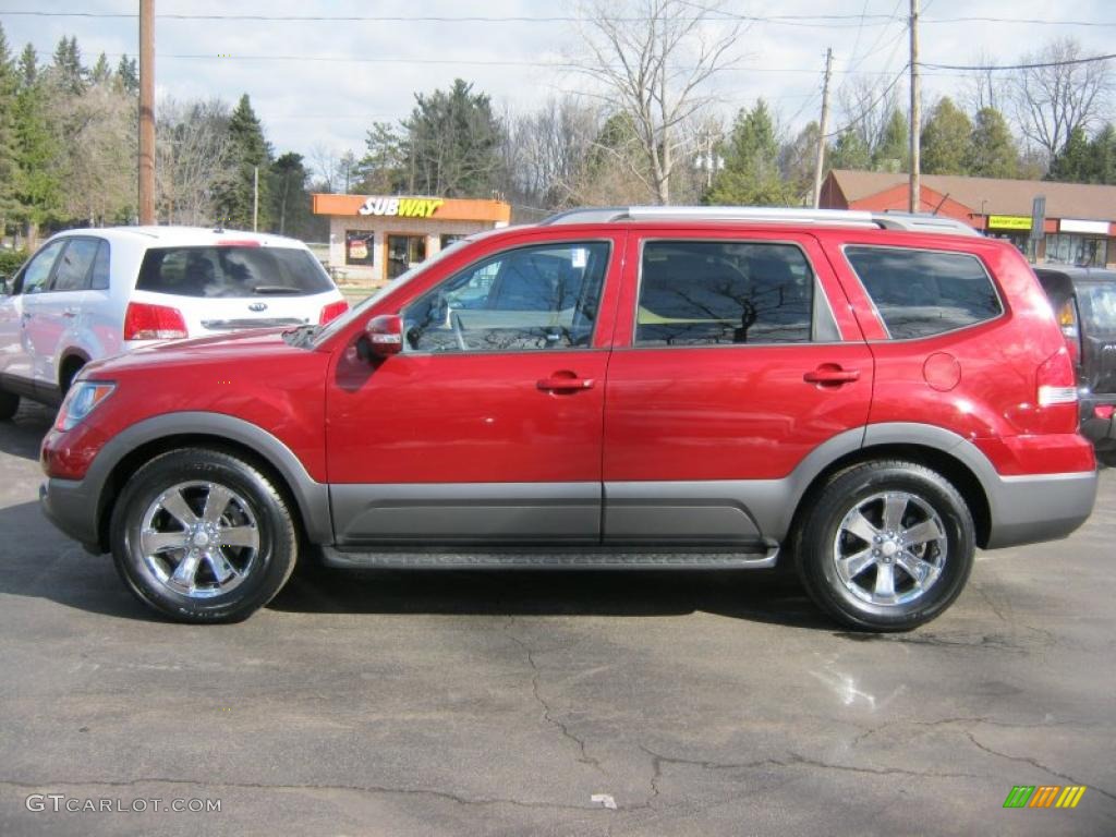Spicy Red 2009 Kia Borrego EX V8 4x4 Exterior Photo #47376746