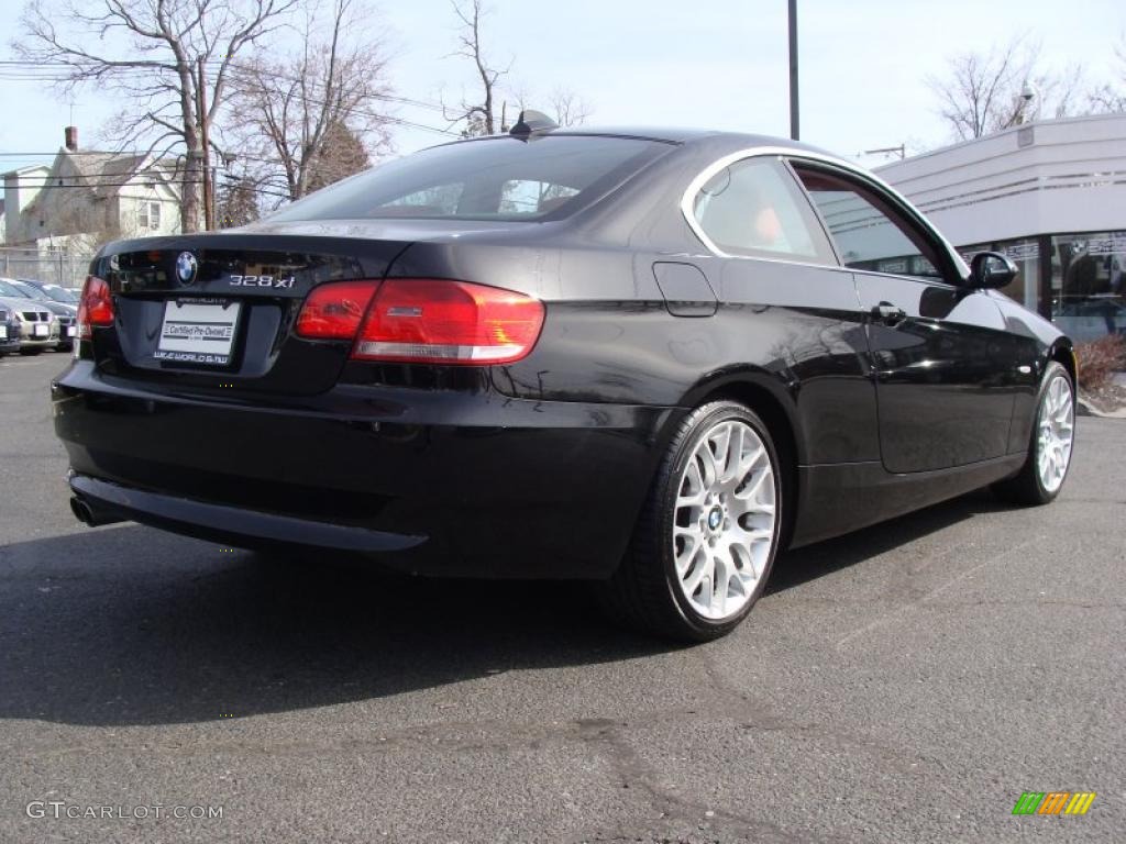 2008 3 Series 328xi Coupe - Black Sapphire Metallic / Coral Red/Black photo #4
