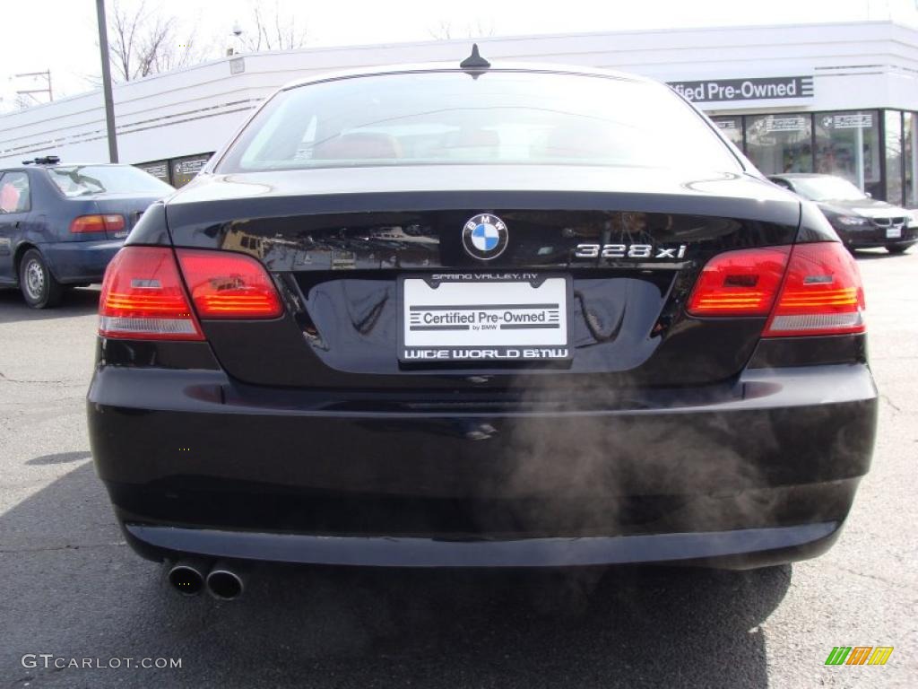 2008 3 Series 328xi Coupe - Black Sapphire Metallic / Coral Red/Black photo #5