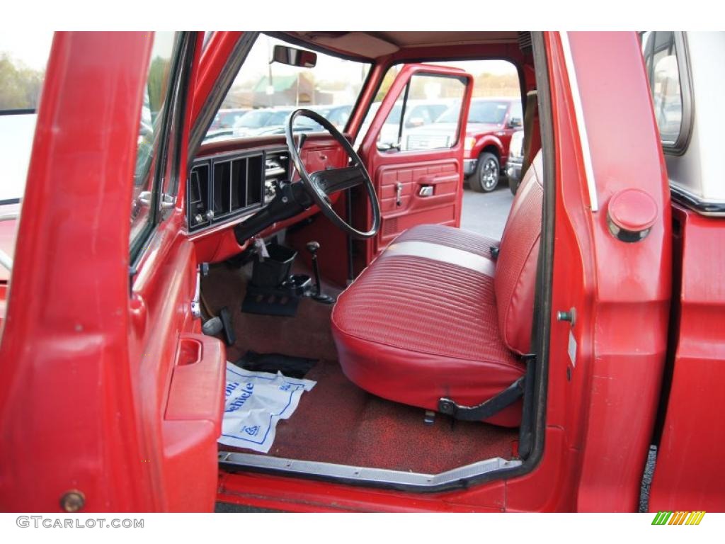1977 F150 Custom Regular Cab 4x4 - Bright Red / Red photo #8