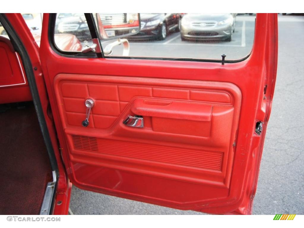 1977 Ford F150 Custom Regular Cab 4x4 Red Door Panel Photo #47379978