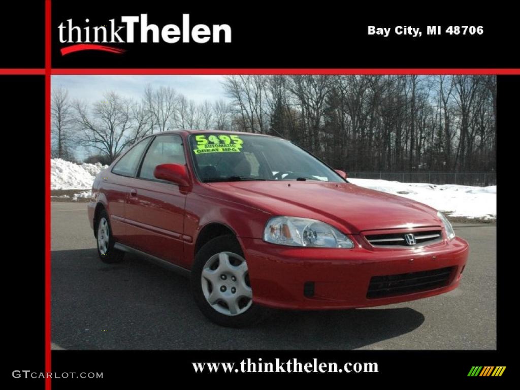 1999 Civic EX Coupe - Roma Red / Gray photo #1