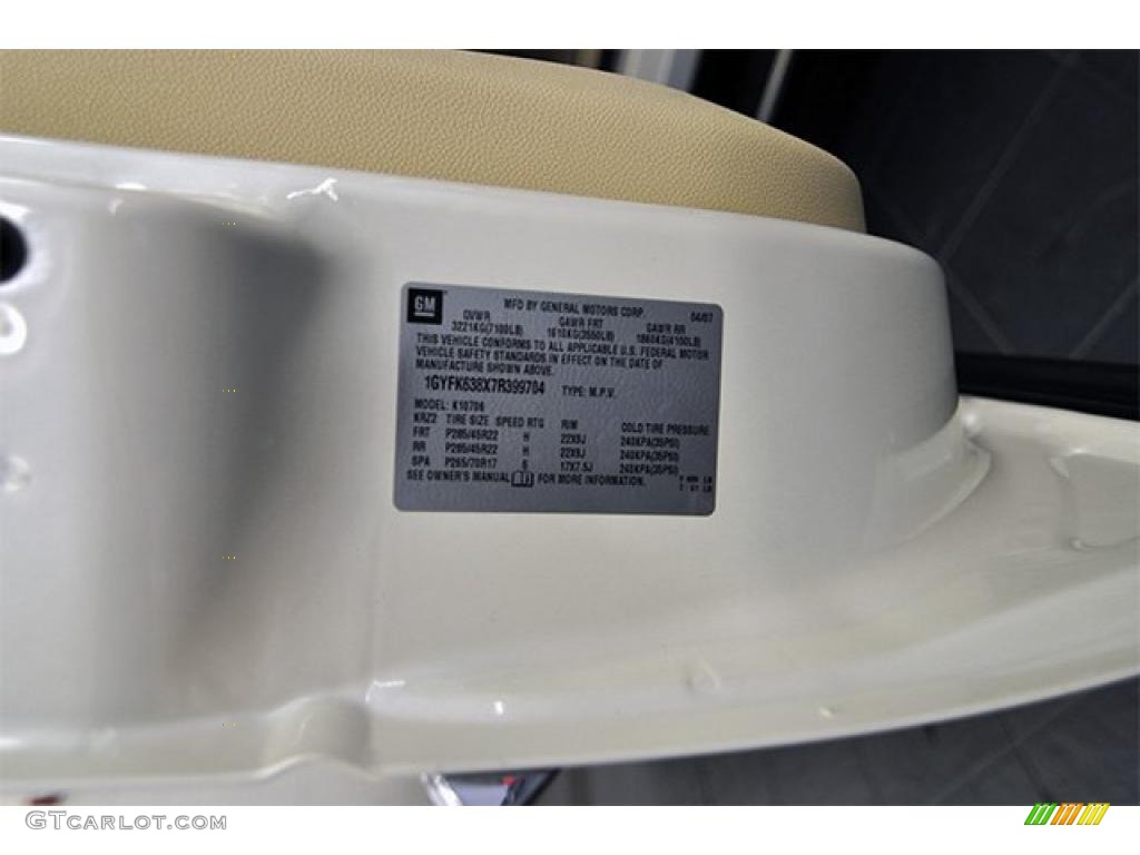 2007 Escalade AWD - White Diamond / Cocoa/Light Cashmere photo #49