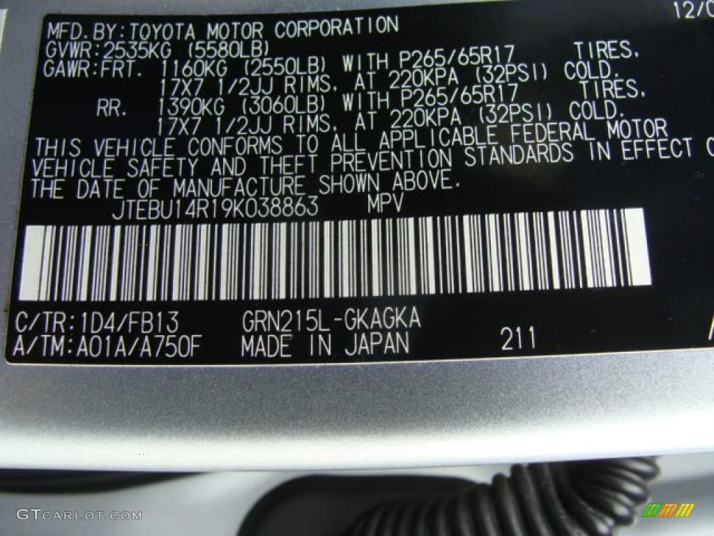 2009 4Runner Color Code 1D4 for Titanium Metallic Photo #47387498