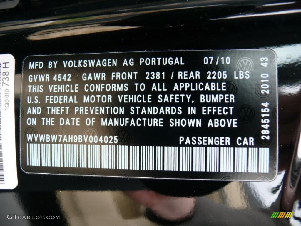 2011 Volkswagen Eos Komfort Info Tag Photo #47390717
