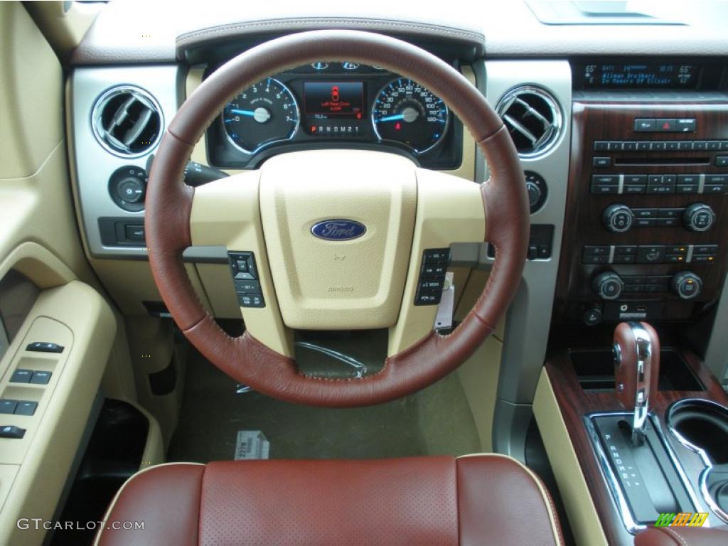2011 Ford F150 King Ranch SuperCrew 4x4 Chaparral Leather Steering Wheel Photo #47391992