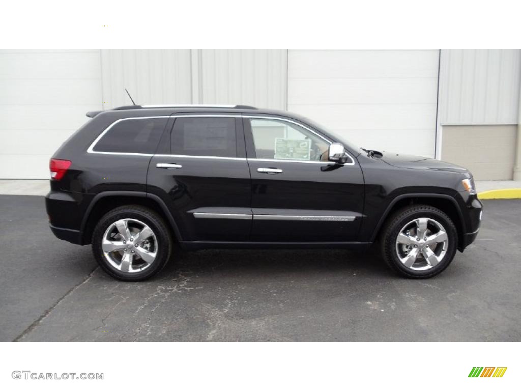 Brilliant Black Crystal Pearl 2011 Jeep Grand Cherokee Overland 4x4 Exterior Photo #47394530