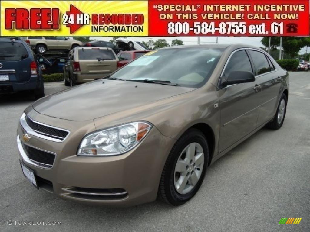 2008 Malibu LS Sedan - Amber Bronze Metallic / Cocoa/Cashmere Beige photo #1