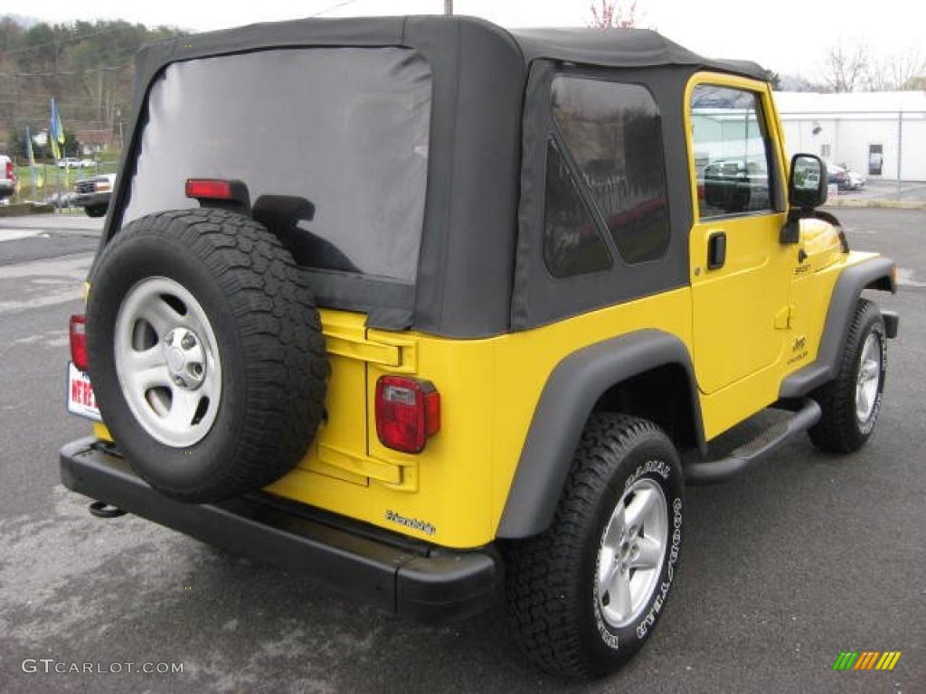 2004 Wrangler Sport 4x4 - Solar Yellow / Dark Slate Gray photo #6