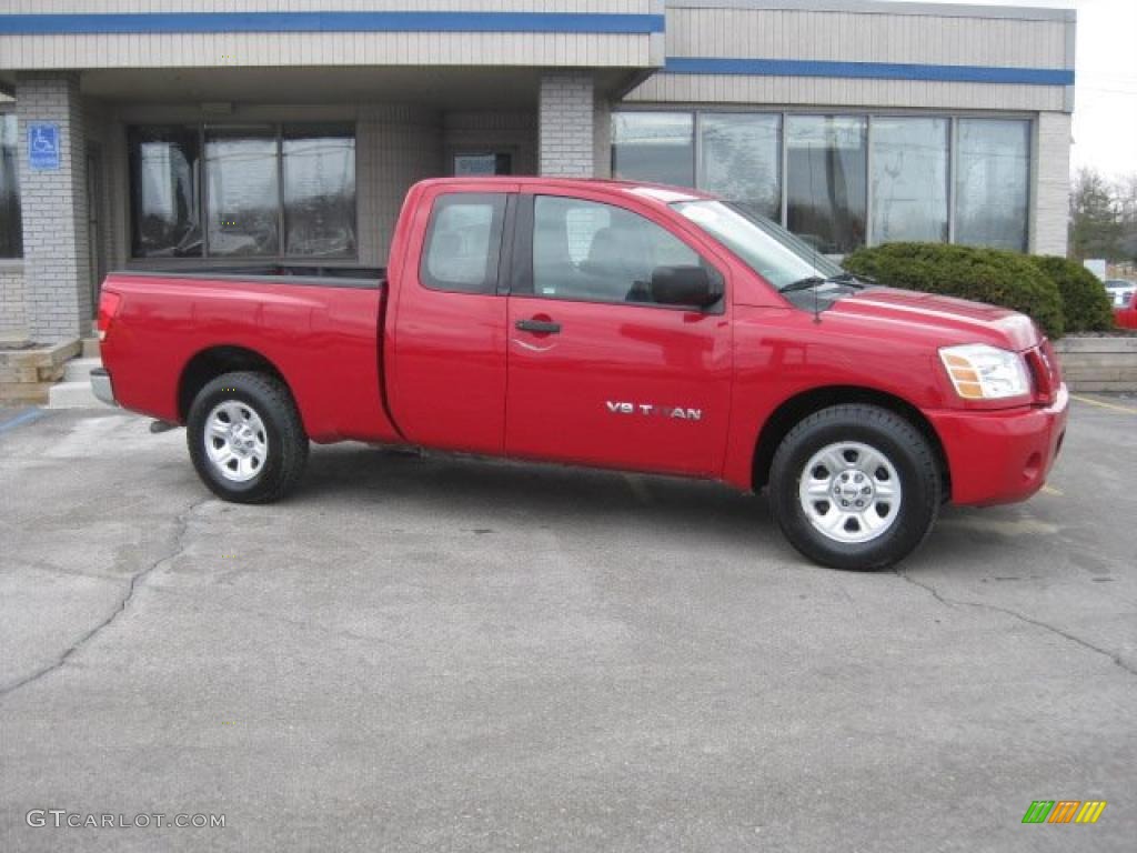 2005 Titan XE King Cab - Red Alert / Graphite/Titanium photo #5