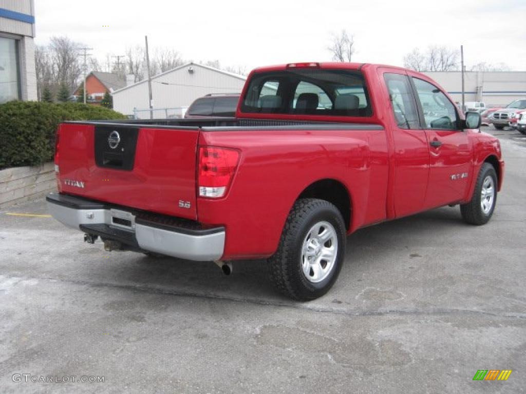 2005 Titan XE King Cab - Red Alert / Graphite/Titanium photo #6