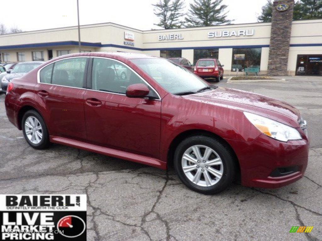 2010 Legacy 2.5i Premium Sedan - Ruby Red Pearl / Off Black photo #1