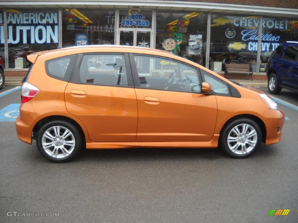 Orange Revolution Metallic 2009 Honda Fit Sport Exterior Photo #47417131