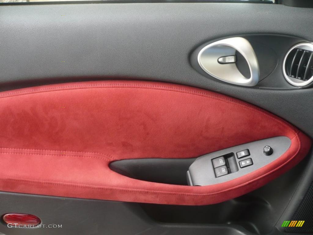 2010 Nissan 370Z 40th Anniversary Edition Coupe 40th Anniversary Red Leather Door Panel Photo #47419862